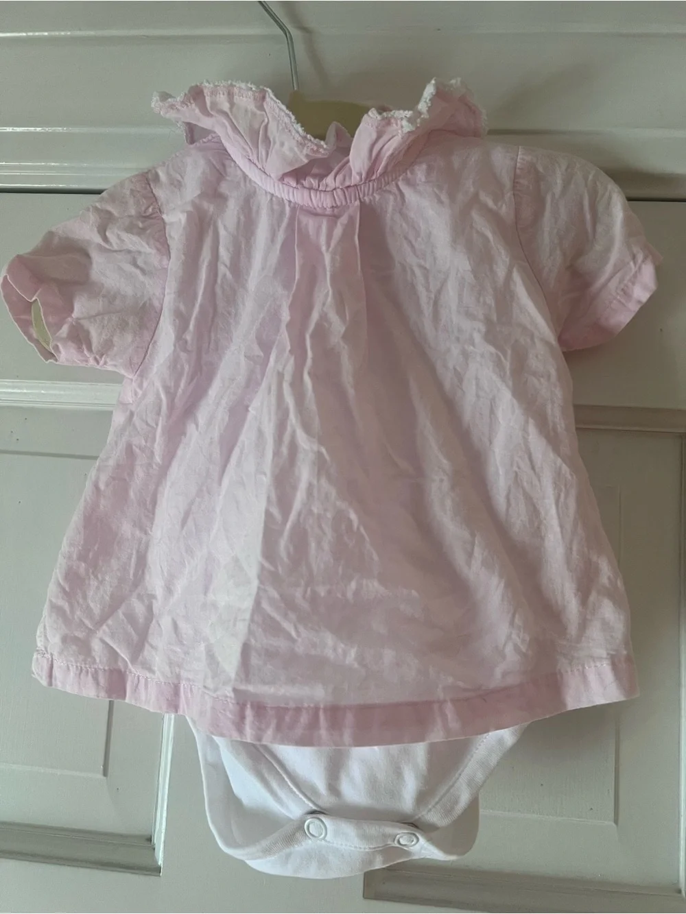 La Coqueta Pink Ruffle-Neck Baby Onesie
